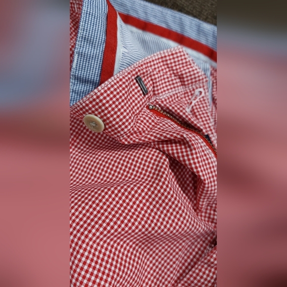 DANIEL CREMIEUX Newport Men's 100% COTTON SHORTS Red Checkered Preppy Pant Sz 38 - Picture 10 of 11